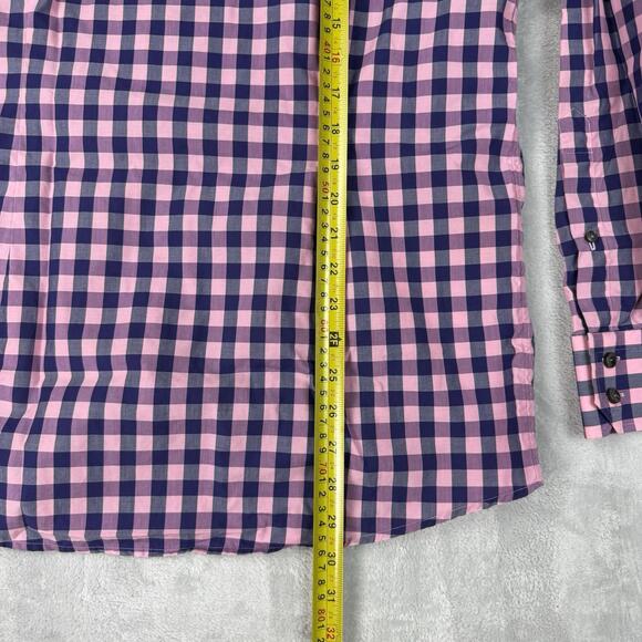 Eton Contemporary Check Dress Shirt Pink Blue Cotton Size 15.5 40 swedish Casual - Picture 6 of 9